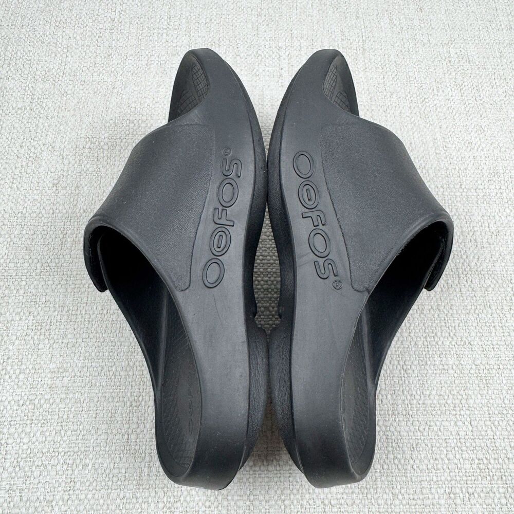OOFOS OOAHH Sport Flex Slides Women’s Size 6 Black Recovery Sandals - Picture 7 of 12